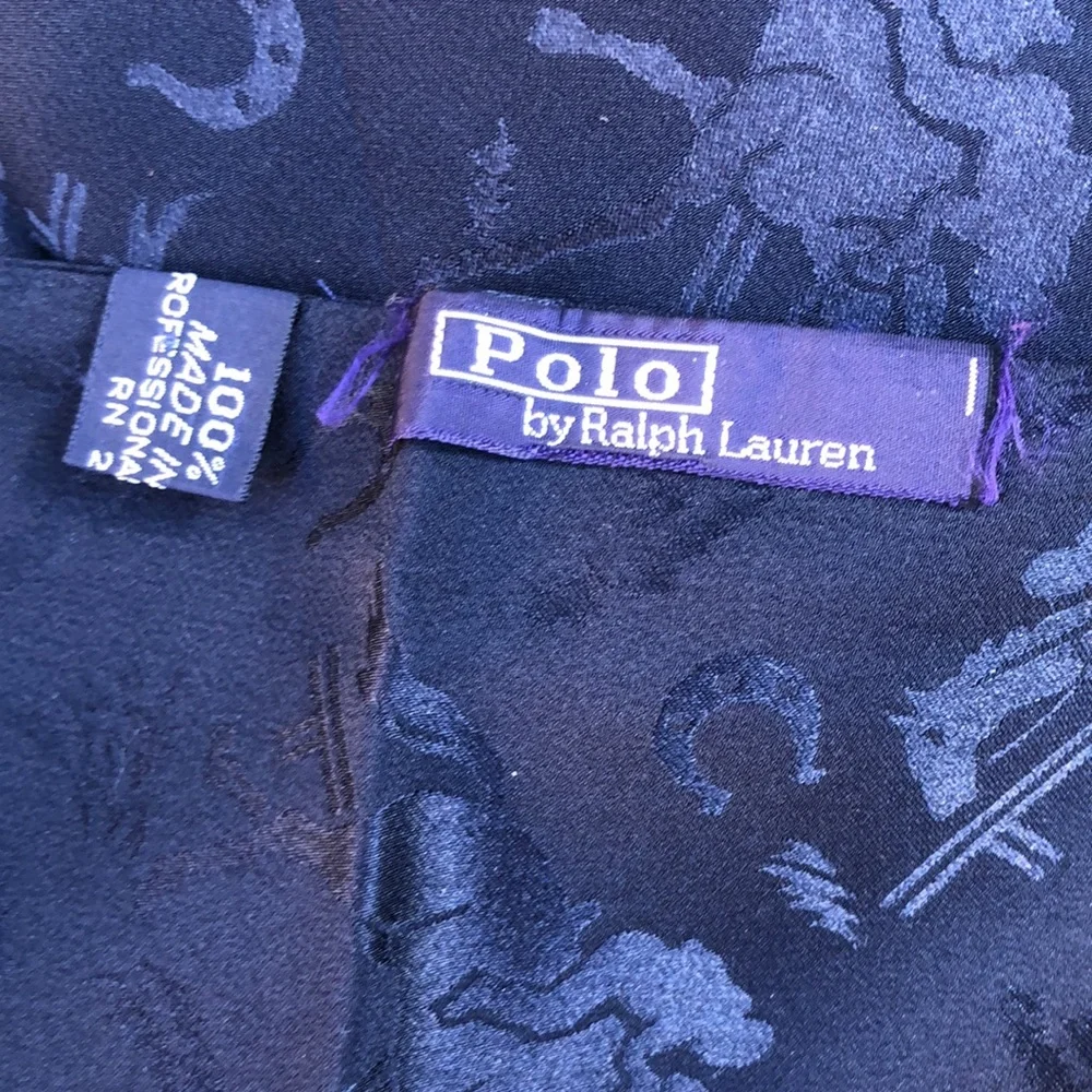 Polo by Ralph Lauren Signature Double sided 100% silk scarf. Made in Japan